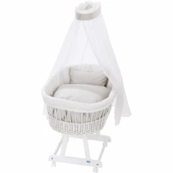 Alvi® Wieg Birthe Compleet Wit, 944-8 Ruiten Taupe