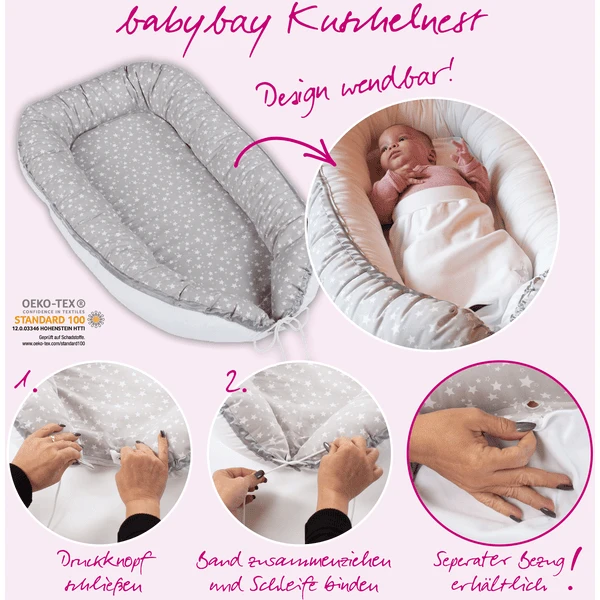 Babybay Babymat Wit Sterrenmix Zand/bessen - Afbeelding 4