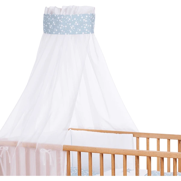 Babybay ® Wiegbekleding Piqué Met Lint Voor Applicatie Ster Azuur Sterren Wit - Afbeelding 2