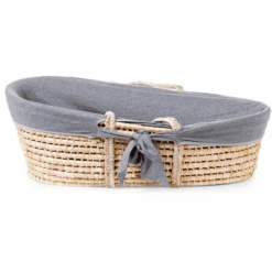 Childhome CHILD HOME Rieten Mand Van Maïsblad Incl. Matras En Overtrek Grijs