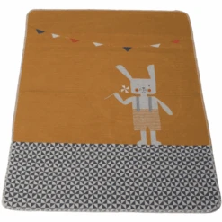 DAVID FUSSENEGGER Babydeken Met Gebreid Konijn Goudgeel 70 X 90 Cm