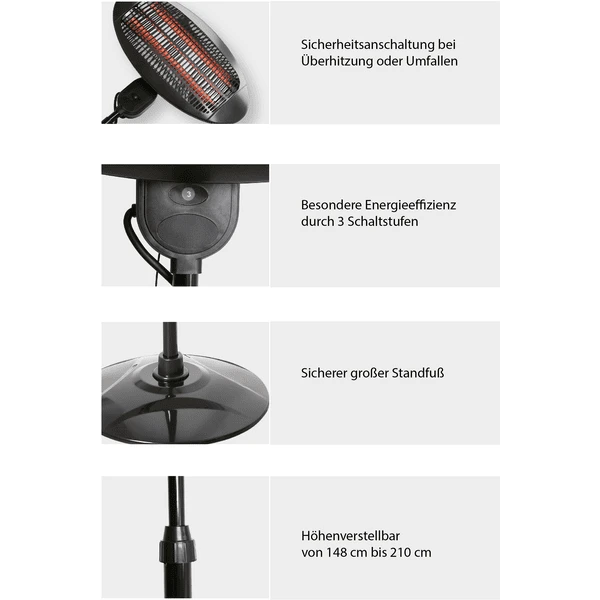 Hartig En Helling Straalkachel Met Standaard BS 55 Zwart - Afbeelding 3