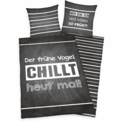 HERDING Beddengoed Spreuken "De Vroege Vogel..." 135 X 200 Cm