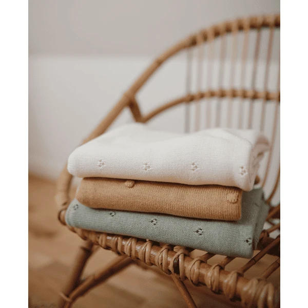 Mushie Pointelle Ivoor Gebreide Deken 80 X 100 Cm - Afbeelding 2