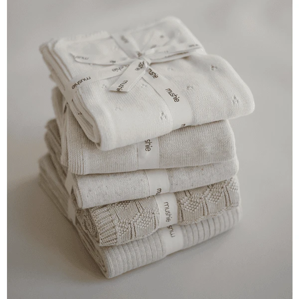 Mushie Pointelle Ivoor Gebreide Deken 80 X 100 Cm - Afbeelding 3