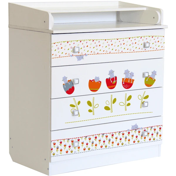 Polini Kinderen Babyverkleedtoestel Simple 1580 Wit Met Katten - Afbeelding 4