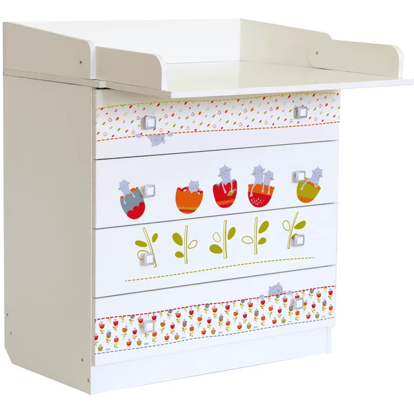 Polini Kinderen Babyverkleedtoestel Simple 1580 Wit Met Katten