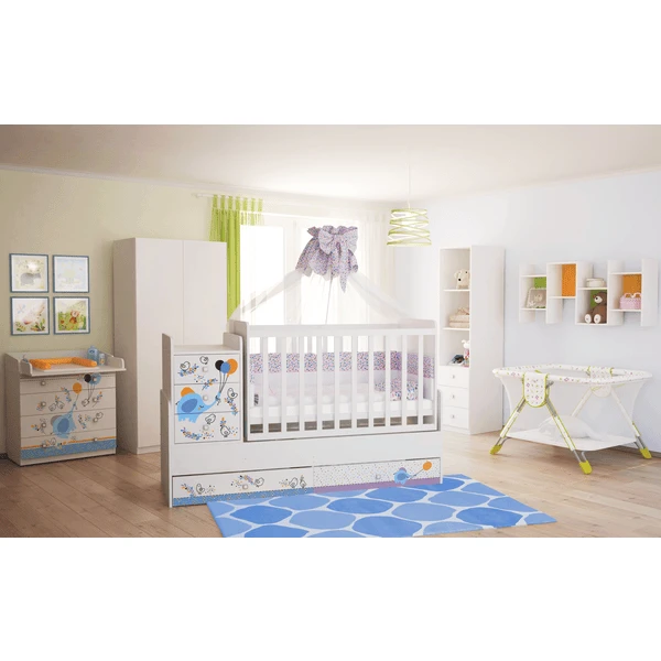 Polini Kinderen Babyverkleedtoestel Simple 1580 Wit Met Olifant - Afbeelding 3