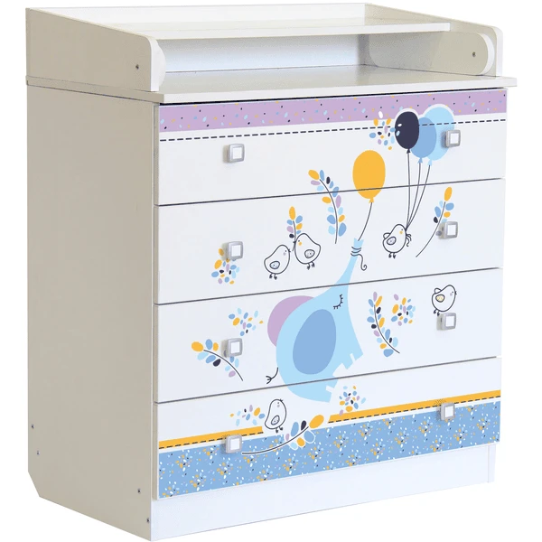 Polini Kinderen Babyverkleedtoestel Simple 1580 Wit Met Olifant - Afbeelding 5