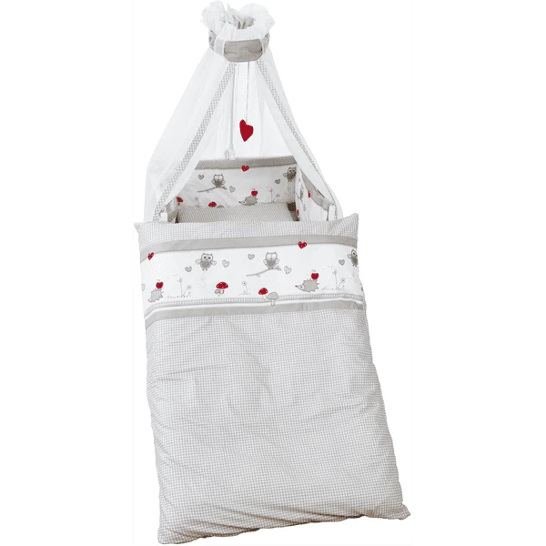 Roba Kinderbeddengoed-set 4-delig 100x135cm Adam & Uil Grijs Wit Bedrukt