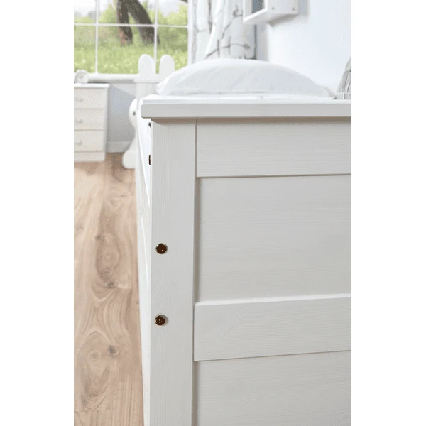 TiCAA Slaapbank Theodor 90 X 200 Cm Dennenhout Wit Met 5 Lades Aden - Afbeelding 4